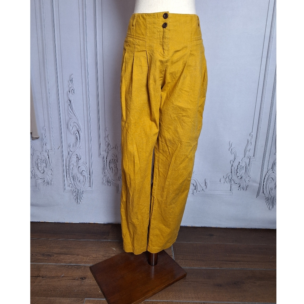 Vintage Linen Cotton Trouser Pants Mustard Yellow/Orange/Tan